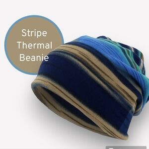 NWT Stripe Blue Baggy Slouchy Beanie Hat